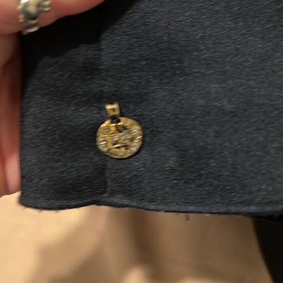 Scotch & soda szL LS black 3 ruffled drop waist gold buttons on cuffs/shoulders - Picture 7 of 8